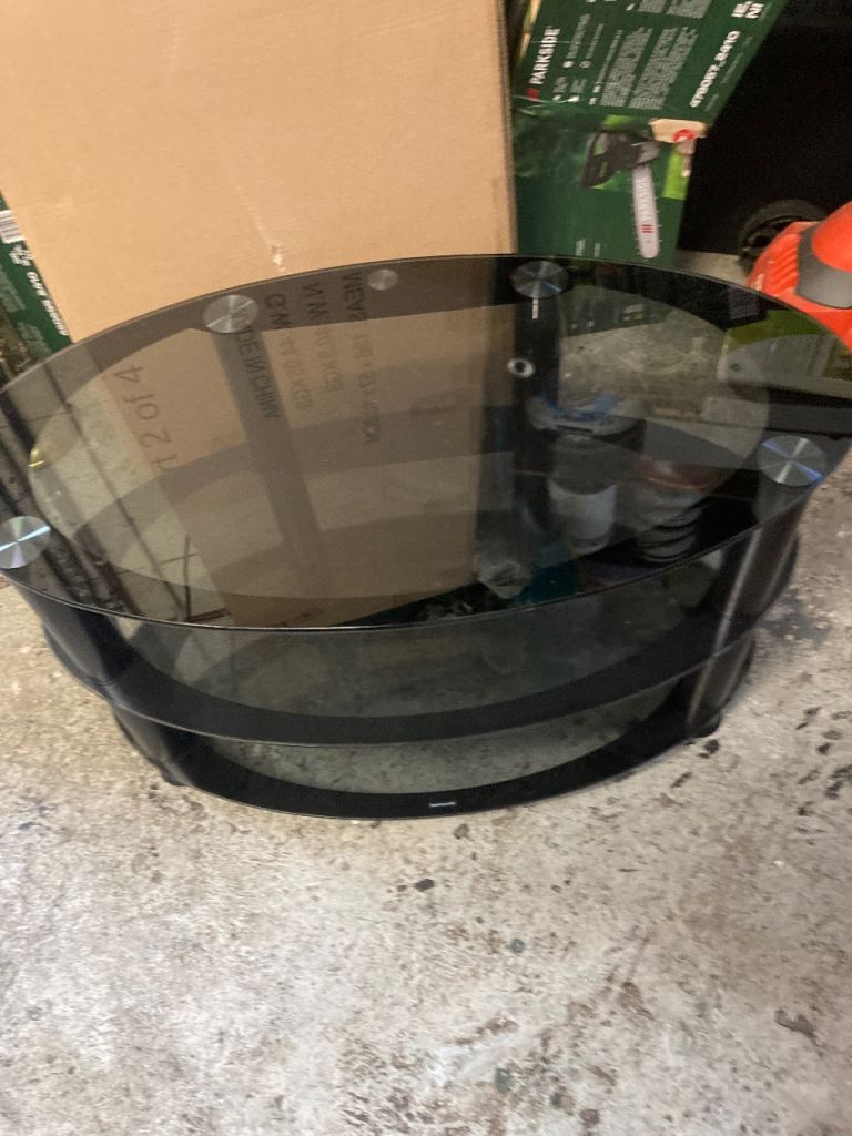 Black Glass TV Console 