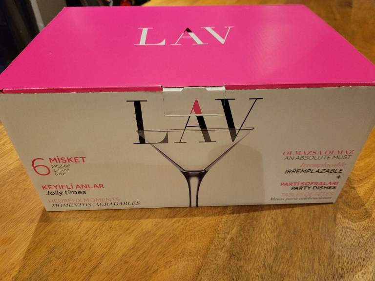 Lav 6 martini glasses New