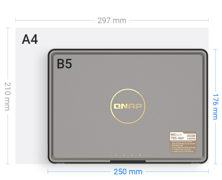 QNAP TBS-464 NASbook + 2 × Samsung 970 EVO Plus 2TB SSDs (4TB Total)
