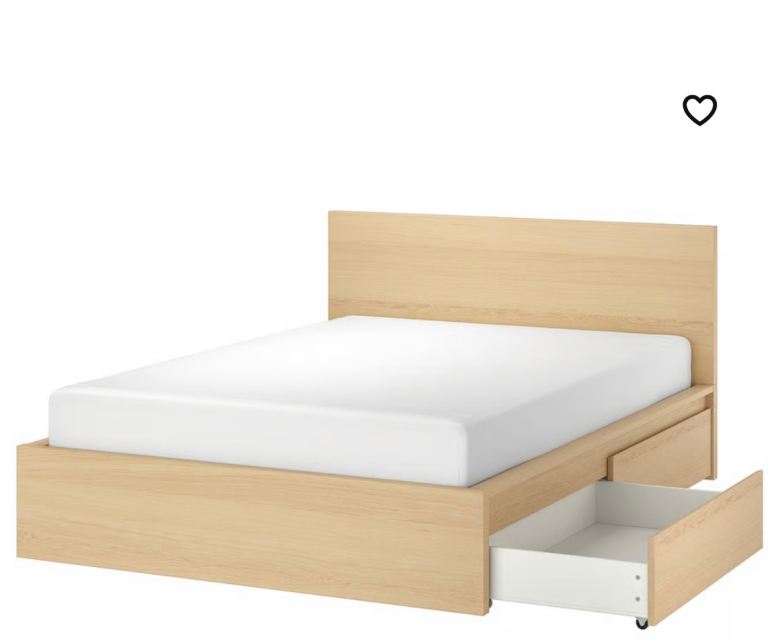 IKEA MALM King size bed with 4 storage boxes