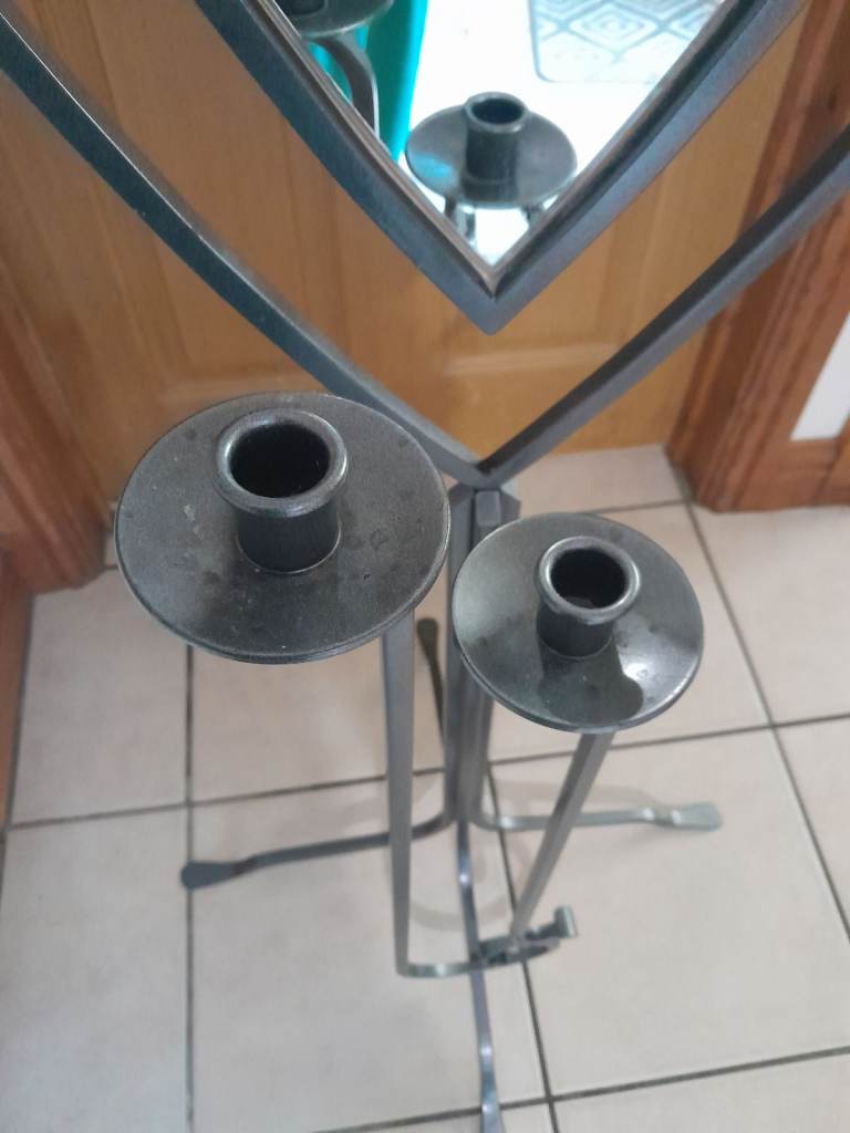 Mirror on Stand with Candle Holder