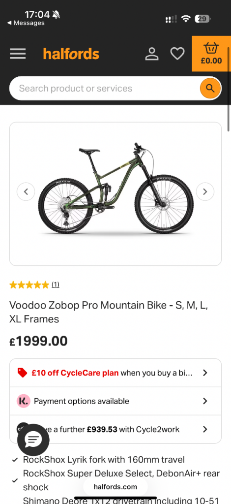 Voodoo Zobop Pro Mountain Bike - Excellent Condition