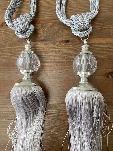 Lovely Pair of Silver / Grey Decorative Curtain Tie Backs