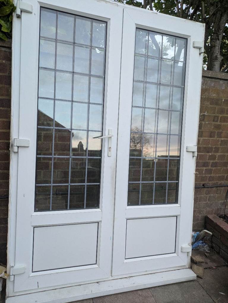 White uPVC French Patio Doors – Ready for Use