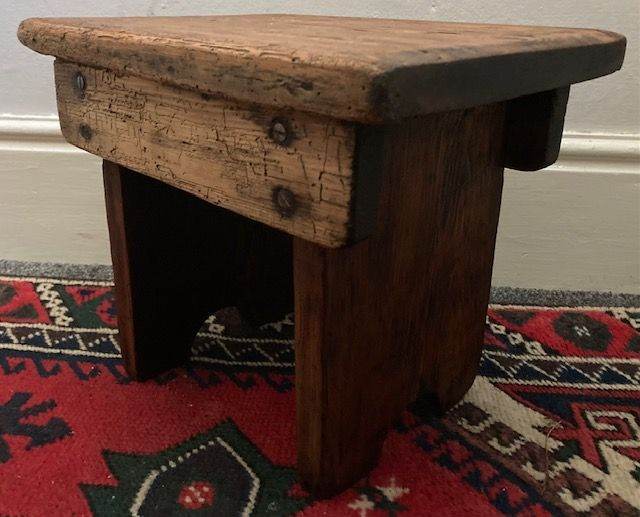 Antique 1900s/1920s Rustic Wooden Step Milking Stool/Plant Stand