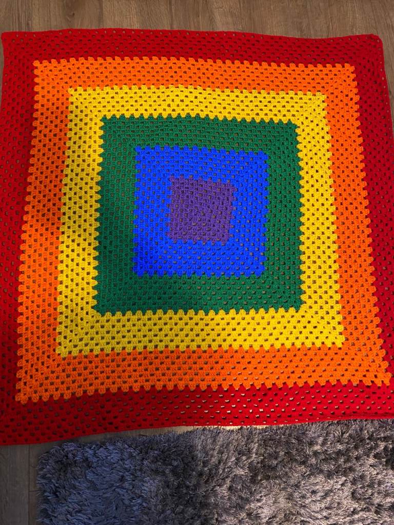 New handmade crochet blanket Pride colours Aprox 40 inches square