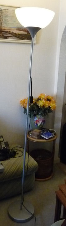 IKEA 1.8 mtr UPLIGHTER with mid position ON/OFF switch, inc. LED BULB and PLUG. SILVER