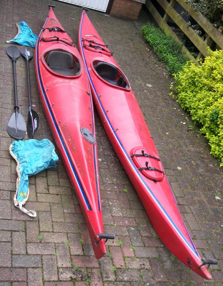 2x 16-foot Aquaterra Chinook Kayak with Spray Deck and Lightweight Paddle