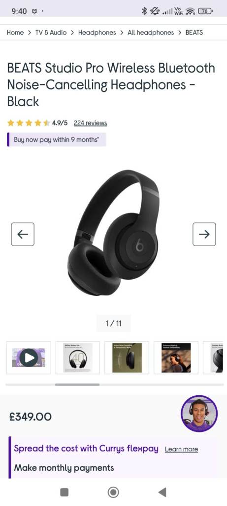Beats Studio Pro Wireless Noise-Cancelling Headphones - Black