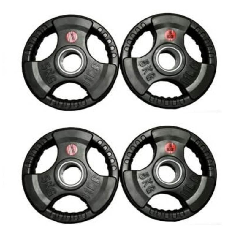4 x 5kg Rubber tri grip 2 inch hole Olympic weight plates brand-new 