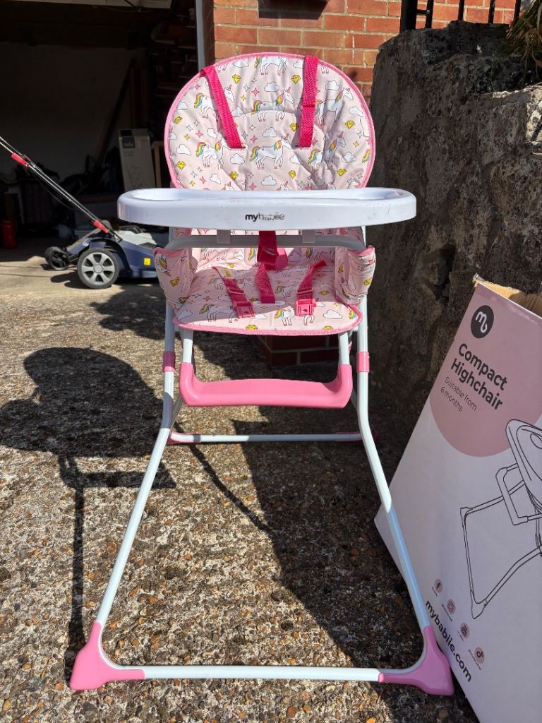 My Babiie Compact Highchair - Pink Unicorn Design, New Condition