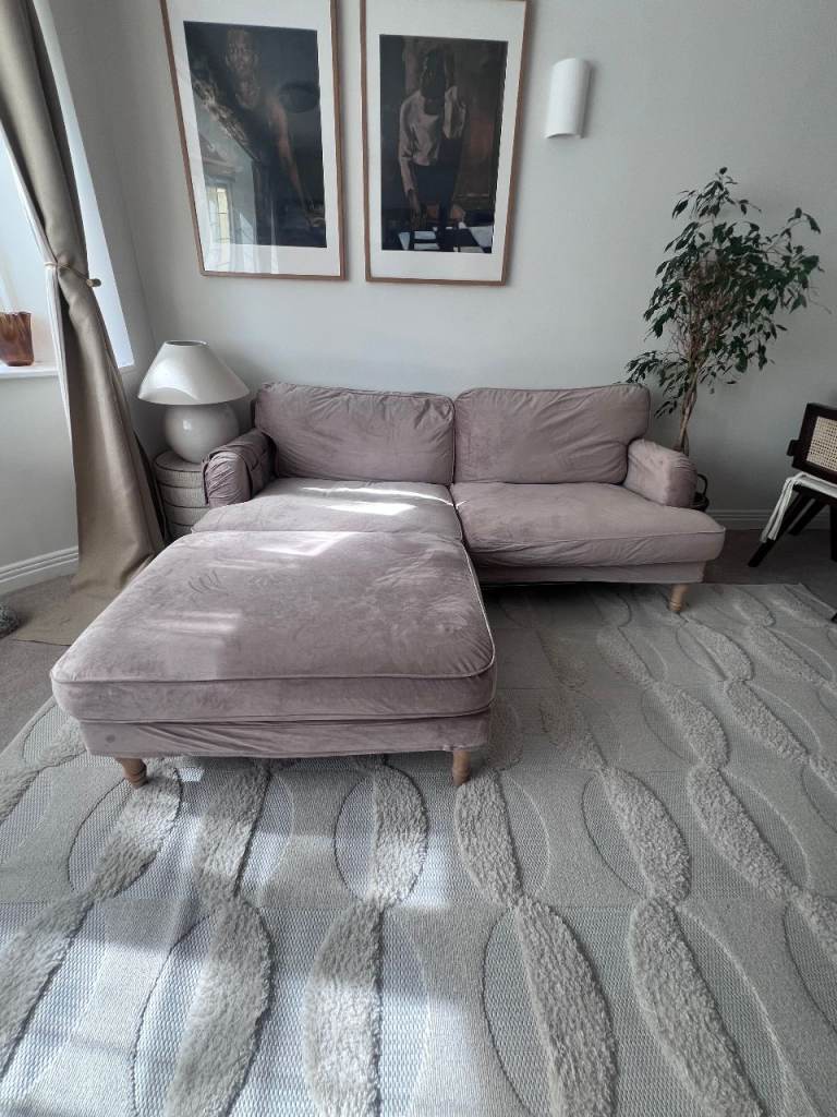 IKEA Stocksund 3-seater sofa-assorted footstool and extra sofa covers
