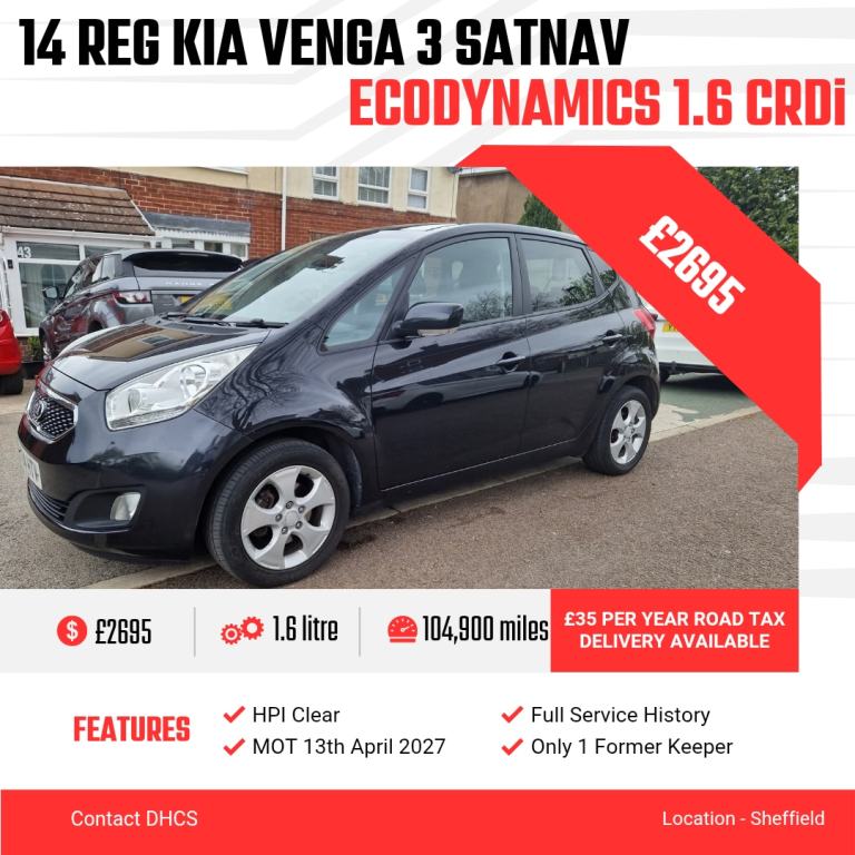 2014 Kia Venga 1.6 CRDi EcoDynamics 3 5dr [Sat Nav] HATCHBACK Diesel Manual