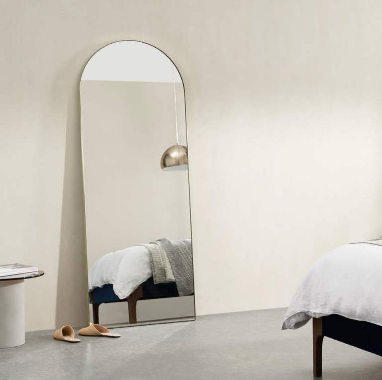 MADE Arles Large Arch Leaning Floor Mirror 65 x 170cm, Brushed Brass