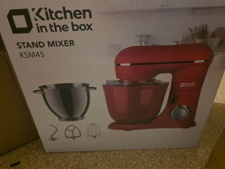 Kitchen in the box Stand Mixer, 4.5L+5L Two Bowls Food Mixer for Baking, 10 Speeds (Frost White)