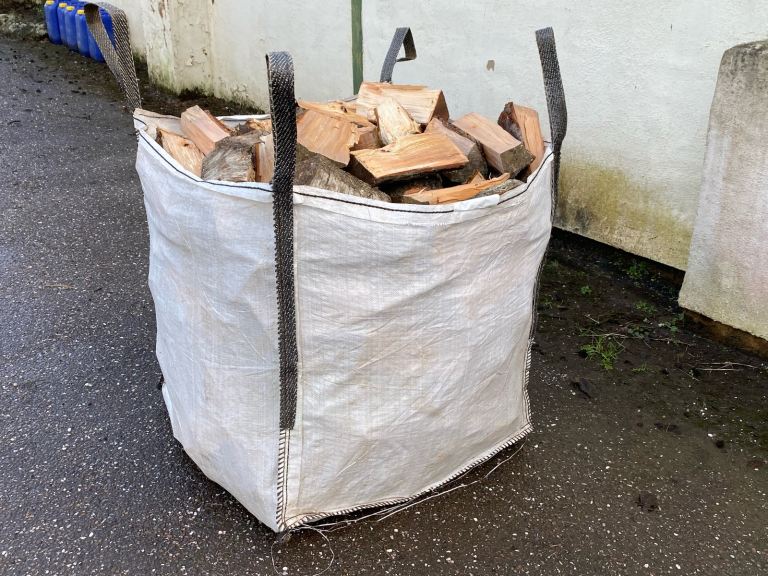 Dumpy bag of Alder / Silver Birch hardwood firewood, split dry logs