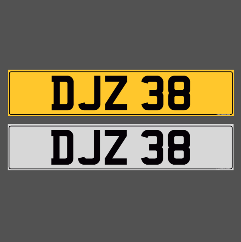 DJZ 38 Dateless Registration Number Plate