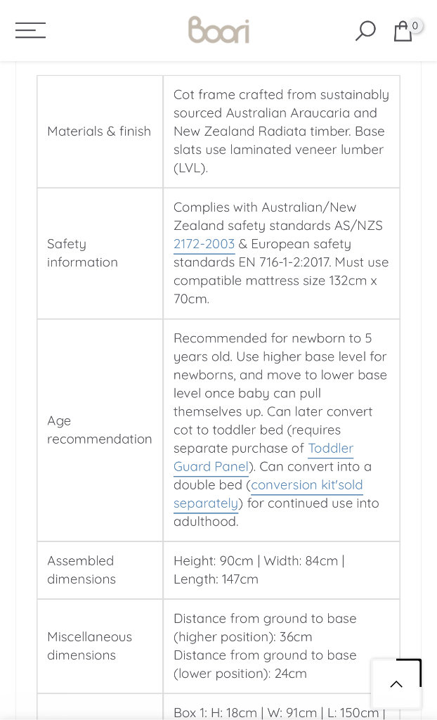 Boori Eton Convertible Plus Cot Bed (no mattress)