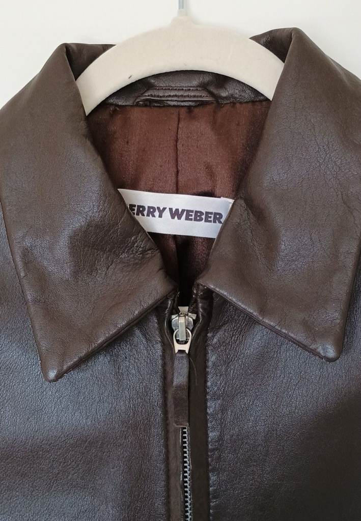 Size 12 Ladies Gerry Weber soft brown leather jacket. VGC