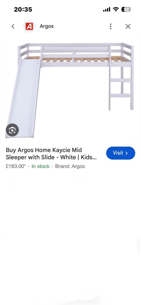 Argos Home Kaycie Mid Sleeper Bed with Slide - White