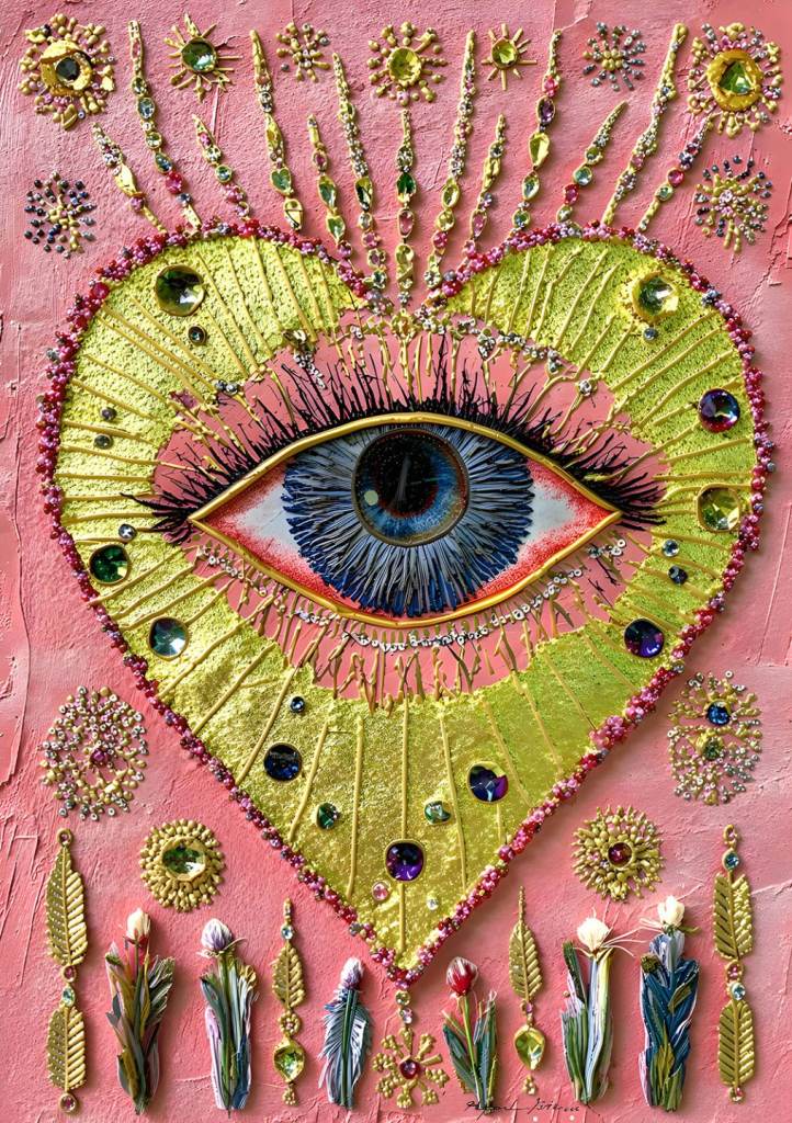 A2 printed artwork Eye Art in Arts and Crafts relief style