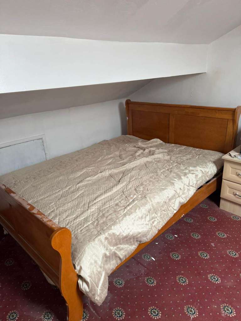 Strong wood double bed with mattress