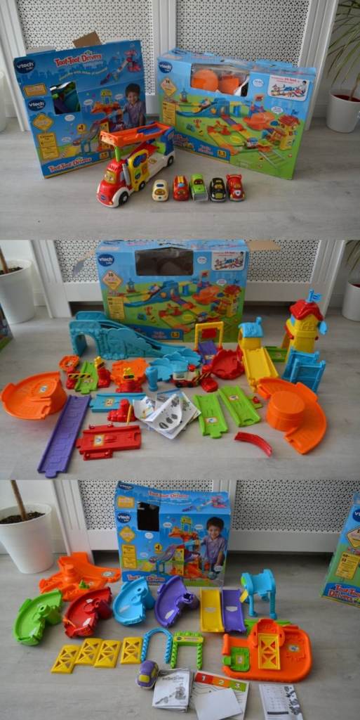 VTech Toot-Toot Drivers Job Lot - Motorised Train Set Parking Tower Big Vehicle Carrier 5 Extra Cars