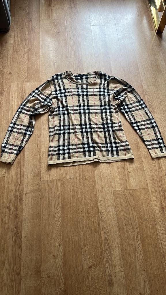 Burberry Jumper - Beige Check, Size M, Good Condition