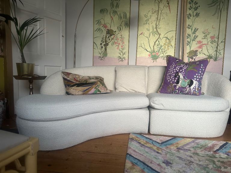 Made dot com  boucle curved sofa