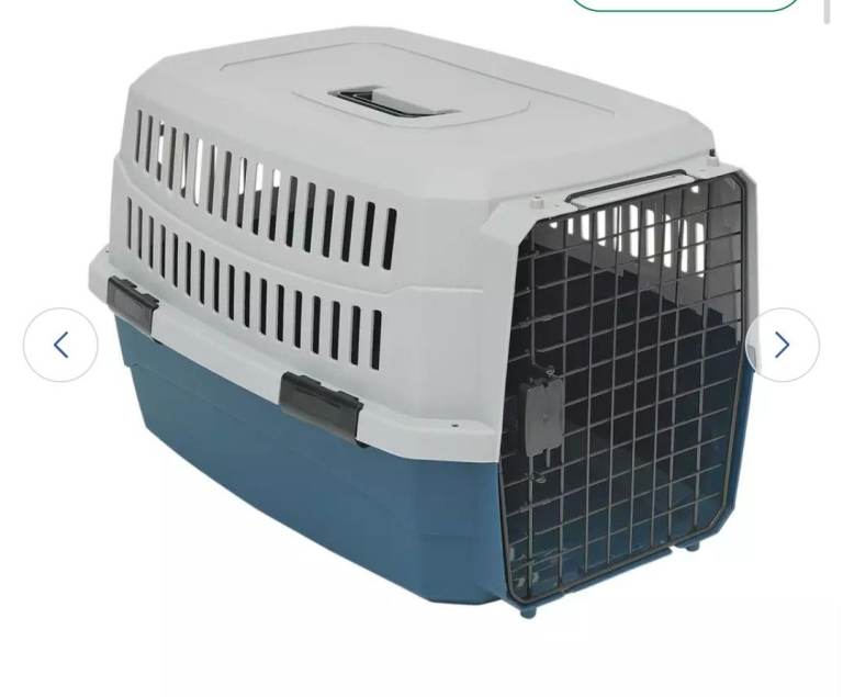 Brand New Pet Carrier for Cats & Small Dogs 58x 38x 35 cm Grey Blue Metal Door Description
