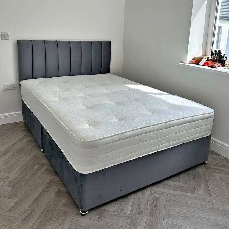 ⭐Brand New Stunning & Modern 4ft6 Luxury Double Divan Bed With Mattress ~ Quick & Free Delivery🚛