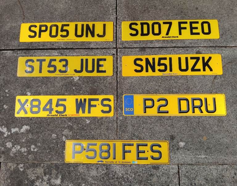 Old Vehicle Rear Number Plates (×7)