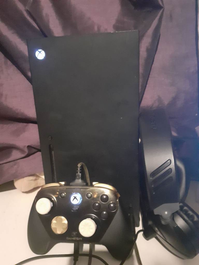 Xbox Series X Console with Black & Gold Controller and Headset