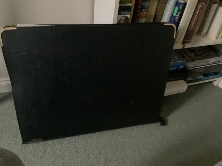 Art portfolio case with original etching. Might be real leather