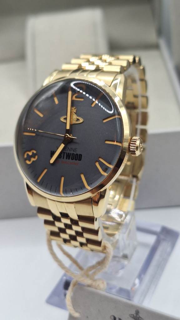 Vivienne Westwood Cadogan Mens Gold Watch With Grey Large Glass Dial VV276CGGD