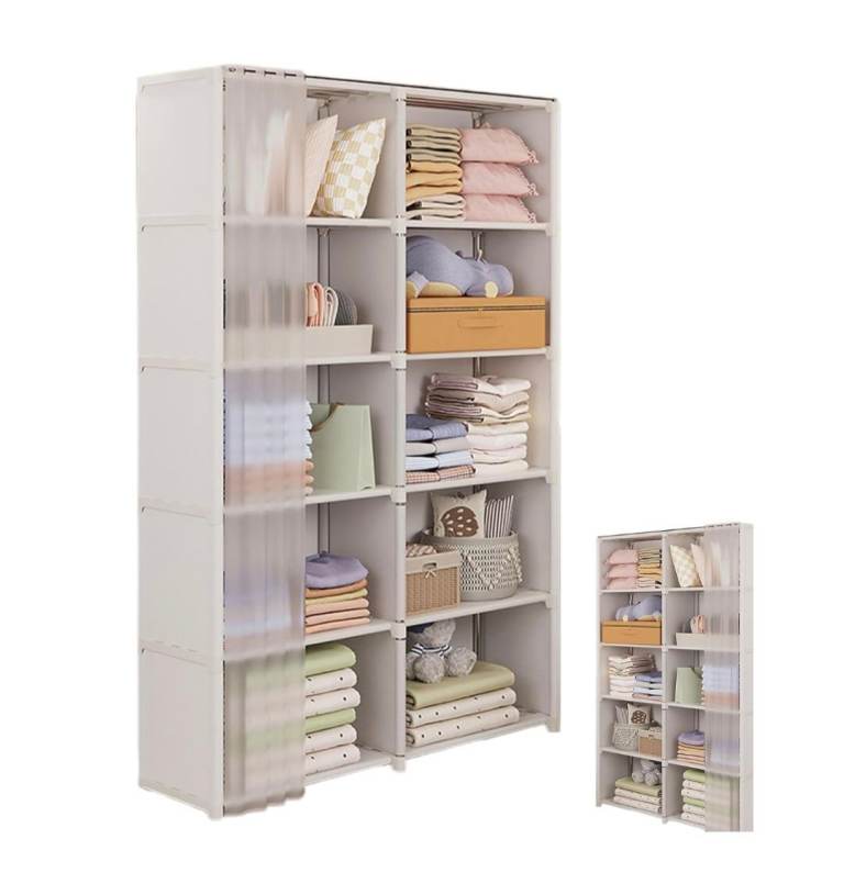 Wardrobe Rack For Storage Clothes - 4/5 Shelves Non-Woven Fabric Storage Clothes Rack Organizer
