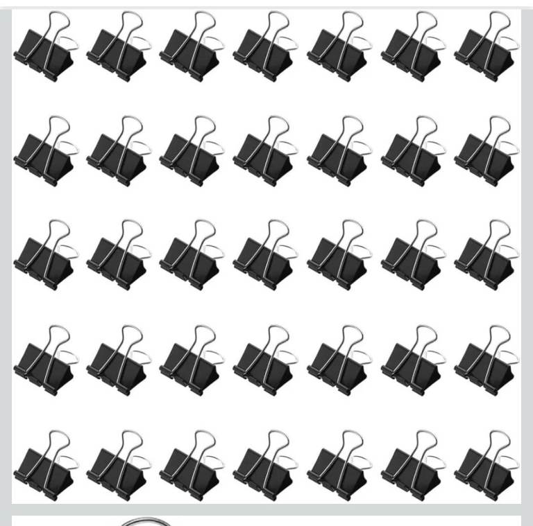 50 x 19mm Black Steel Foldback Office Clips Paper Document Bulldog Metal Grip 