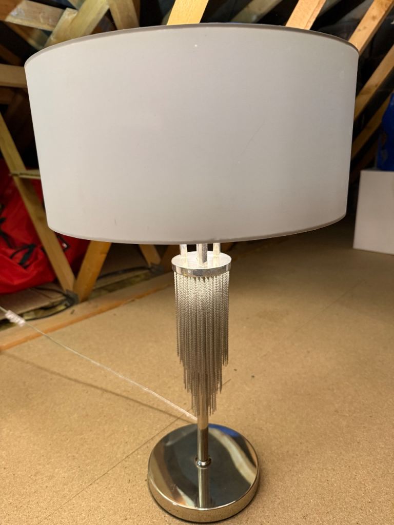 Stylish Silver Table Lamp with White Shade