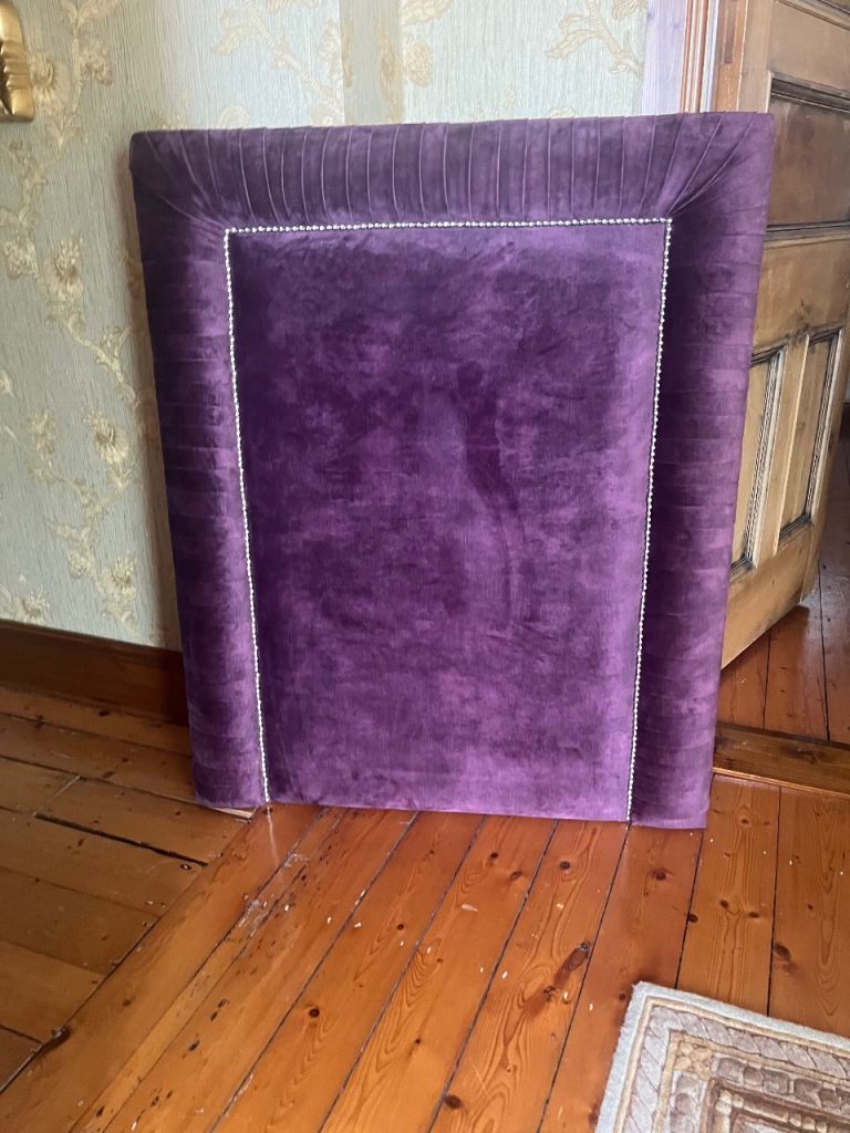 Plush Purple Velvet Headboard with Stud Detail