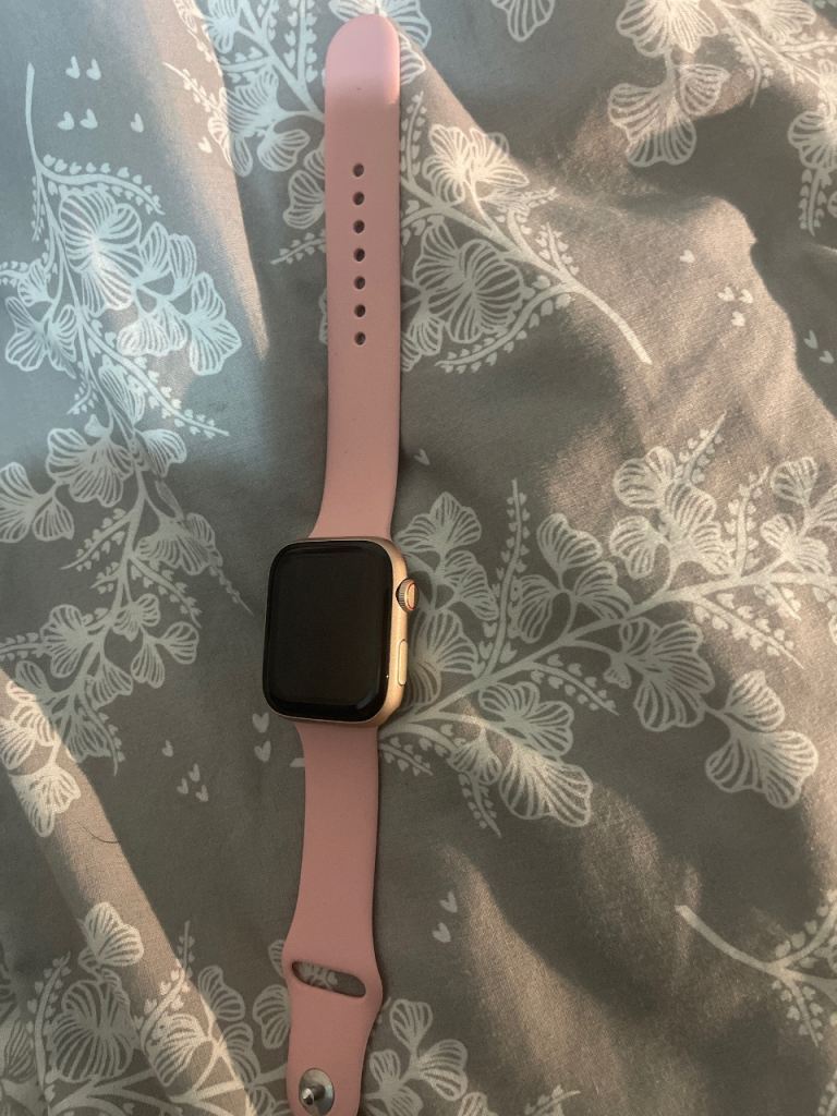 Smart Watch with Pink Band – Gold Casing, Good Condition