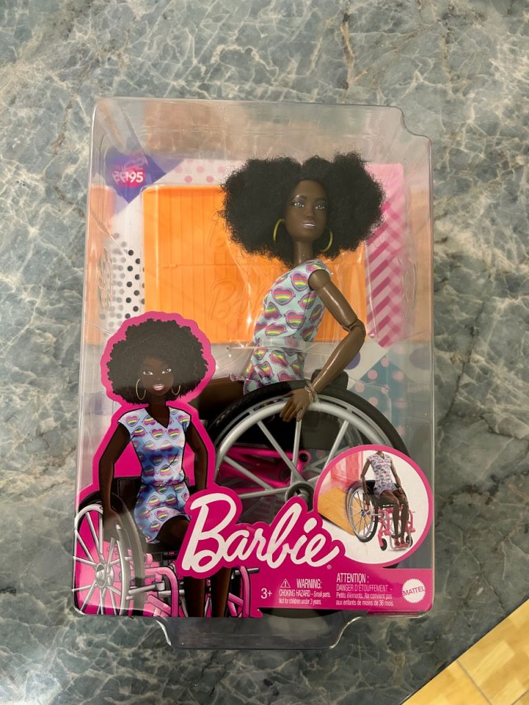 Barbie Fashionistas Doll Wheelchair & Ramp, Curly Brown Hair & Accessories