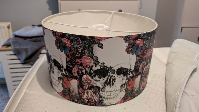 Unique Skull and Roses Lampshade – Good Condition