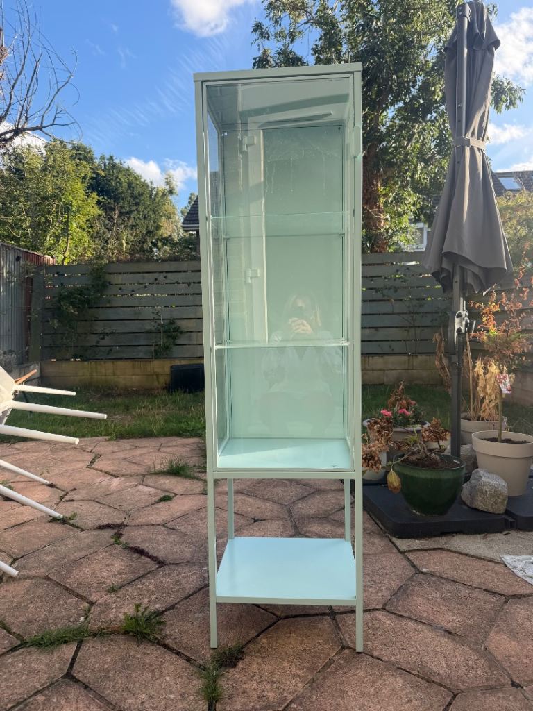 IKEA MILSBO Glass Display Cabinet in Mint Green