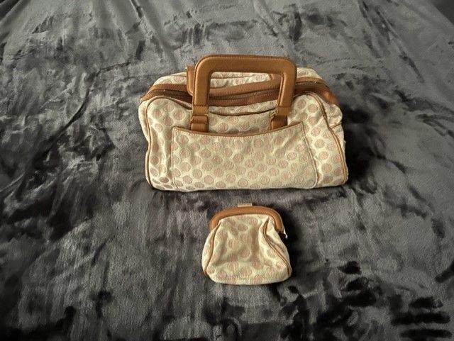 Beige Fabric Shoulder Bag & Matching Purse – As New Condition