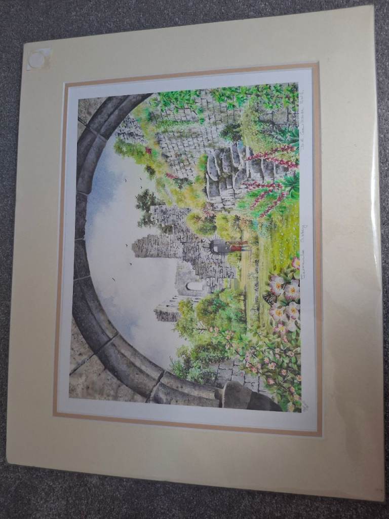 Watercolour print of jervaulx abbey