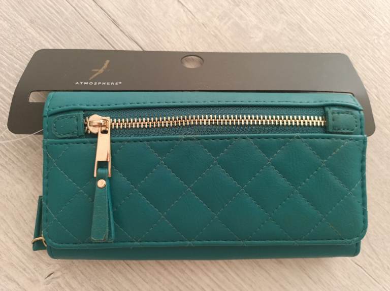 NEW Large Quilted Wallet/Purse – New, Aqua Green