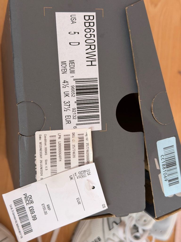 Brand New - New Balance 650 White Trainers – UK Size 4.5, Brand New