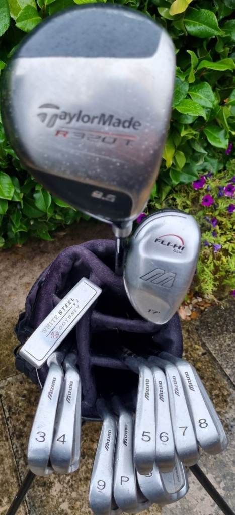 Taylor Made, Mizuno, Odyssey, R320 driver, Fli-Hi hybrid, Odyssey putter, stand-bag & MORE 