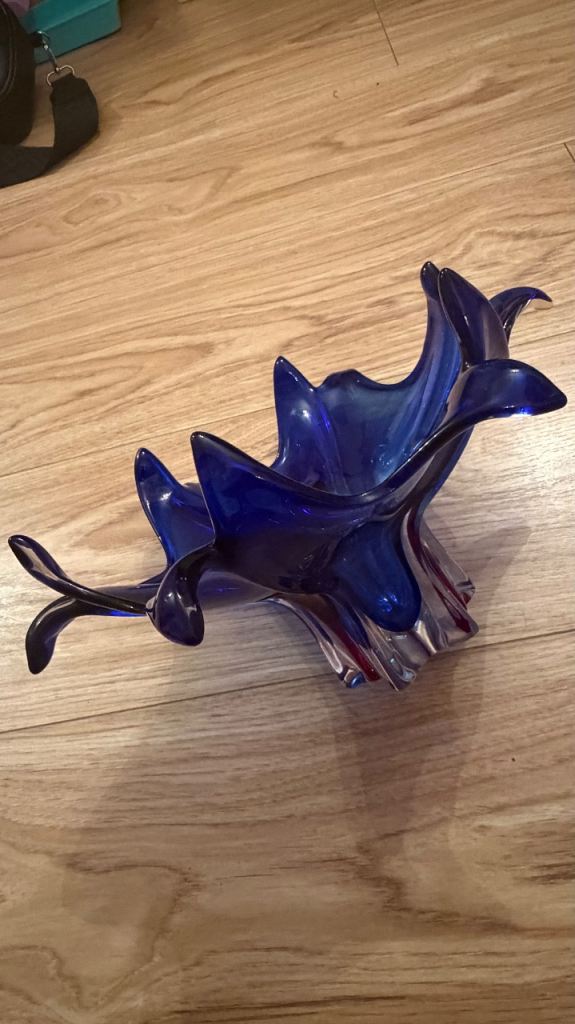 Decorative Blue & Red Glass Bowl