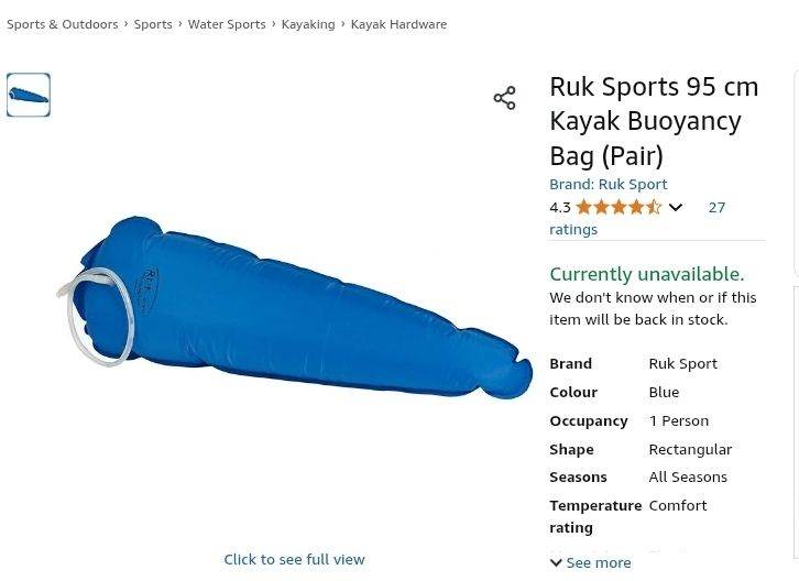 Kayak buoyancy bag